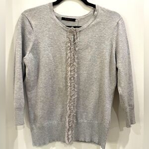 Cyrus Light Gray Ruffled Cardigan